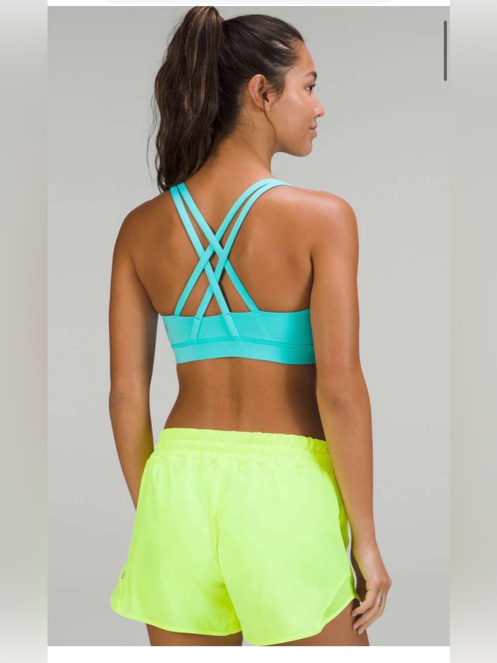 Lululemon Energy Bra Medium Support, B–D Cups Electric Turquoise Size 8 - Picture 2 of 4